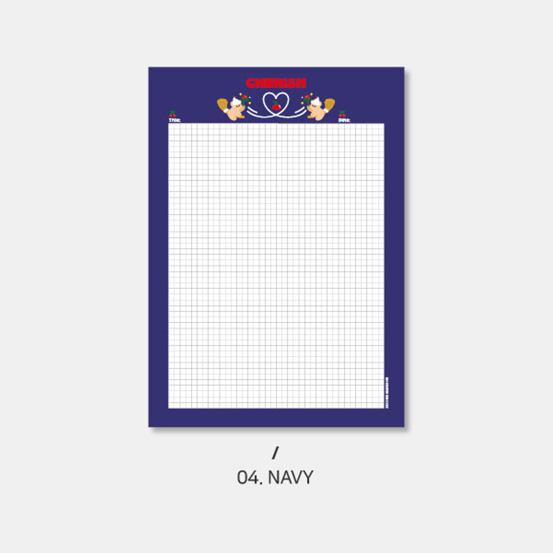 Navy - Second Mansion Jucy Bear B5 Grid Writing Notepad Navy - Second Mansion Jucy Bear B5 Grid Writing Notepad