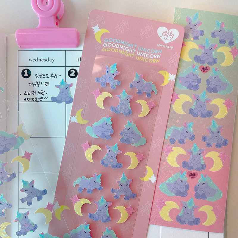 FlyFlyUnicorn Goodnight Unicorn Glitter Paper Sticker 