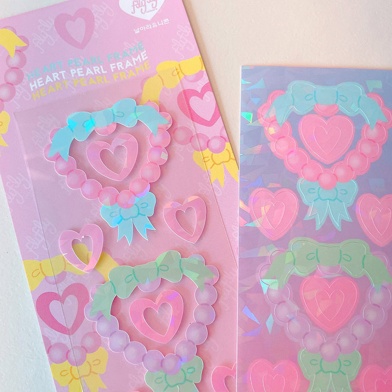 FlyFlyUnicorn Hear Pearl Frame Glitter Paper Sticker FlyFlyUnicorn Hear Pearl Frame Glitter Paper Sticker