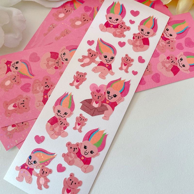 FlyFlyUnicorn Troll Gom Chungi Glitter Paper Sticker 