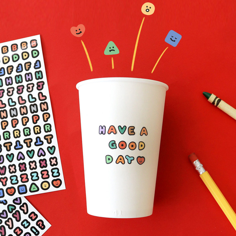 Usage example - Indigo Basic Calli Alphabet Removable Sticker Pack