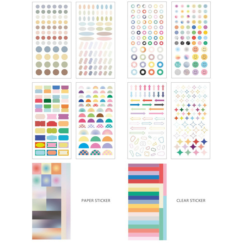 ICONIC Color Shape Paper Clear Sticker Pack ICONIC Color Shape Paper Clear Sticker Pack