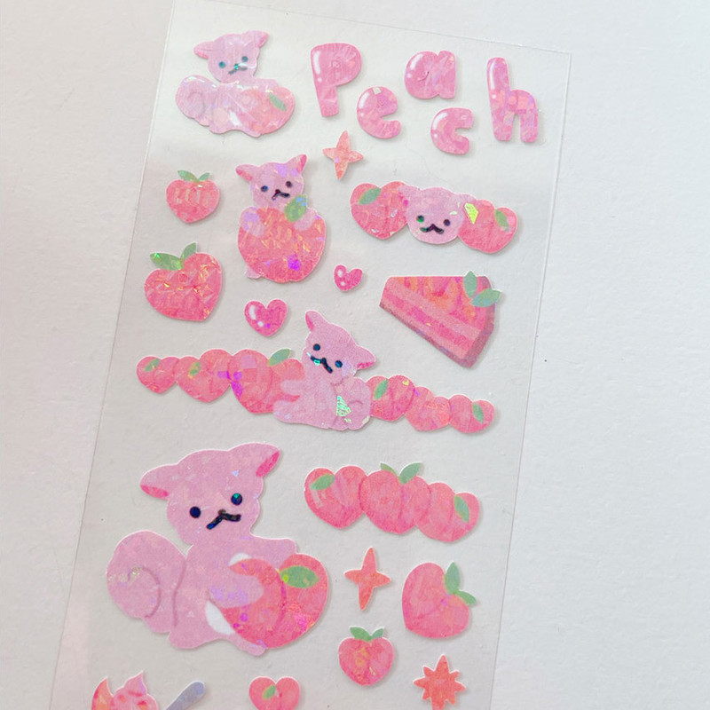 FlyFlyUnicorn May Peach Glitter Paper Sticker 