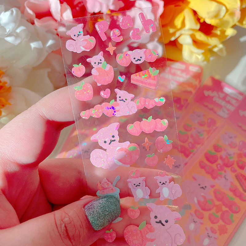 FlyFlyUnicorn May Peach Glitter Paper Sticker 
