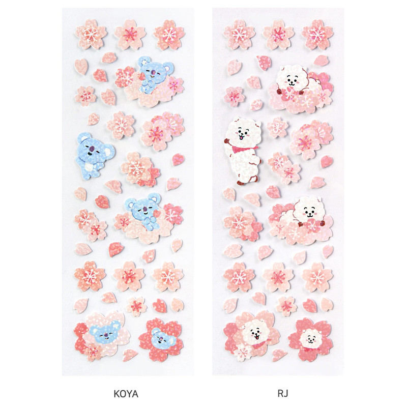 Option - BT21 Cherry Blossom Glitter Removable Sticker