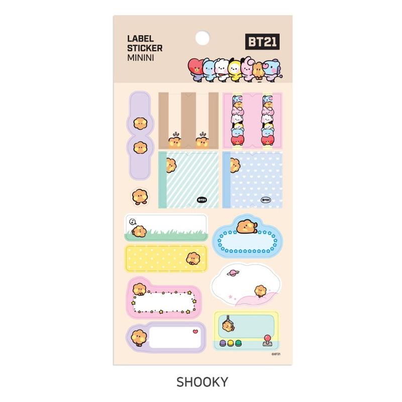 SHOOKY - BT21 Minini Removable Label Sticker Pack