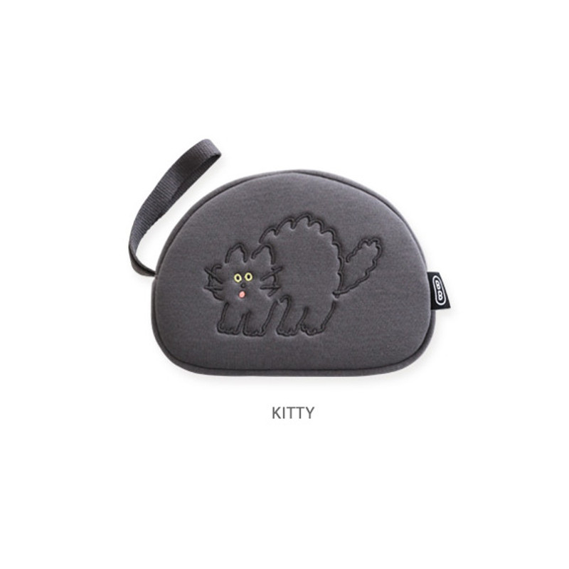 Kitty - ROMANE Brunch Brother Round Zipper Pouch with Strap Kitty - ROMANE Brunch Brother Round Zipper Pouch with Strap