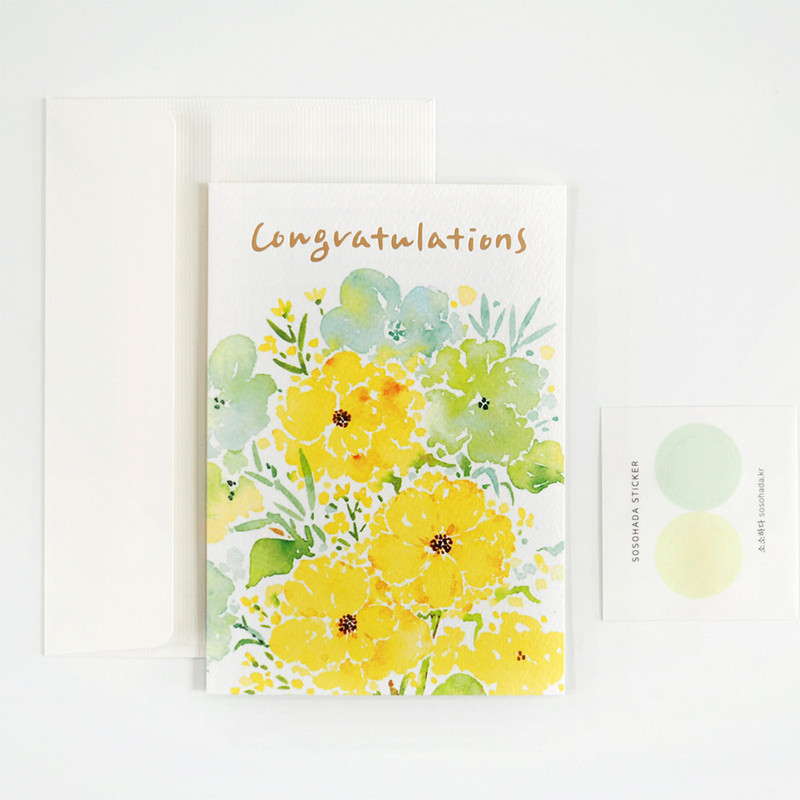 Sosohada Flowers Congratulations Card with Envelope Sosohada Flowers Congratulations Card with Envelope