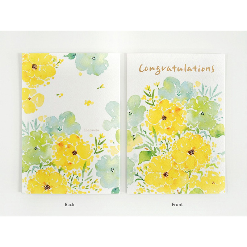 Front and back - Sosohada Flowers Congratulations Card with Envelope Front and back - Sosohada Flowers Congratulations Card with Envelope