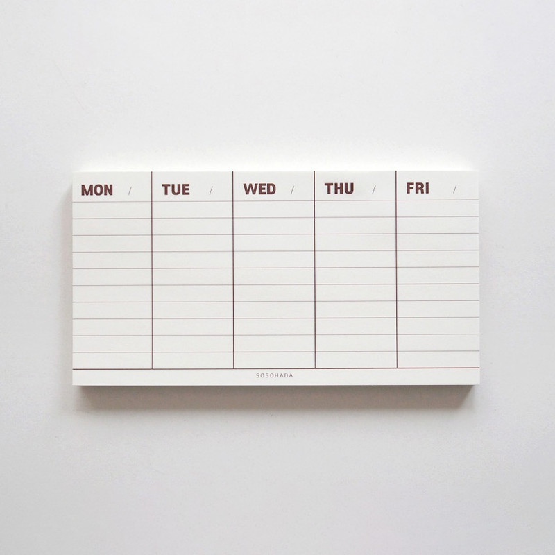 Brown Monday through Friday Weekday Planner Notepad Brown Monday through Friday Weekday Planner Notepad