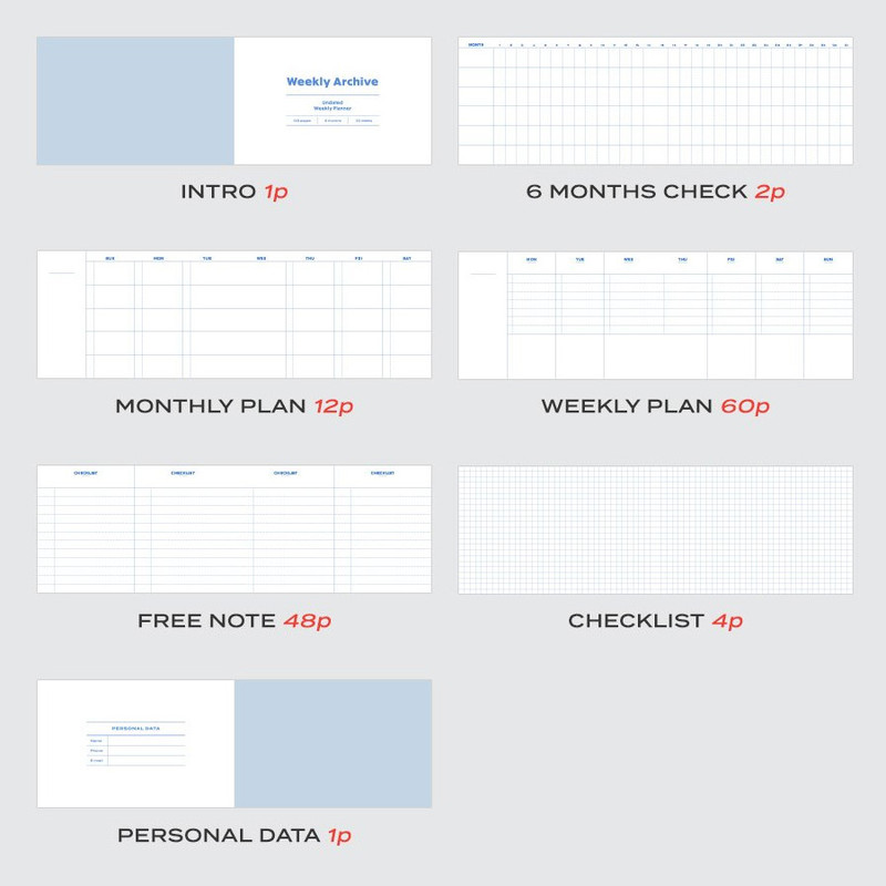 Planner pages - ICONIC Archive 6 months Dateless Weekly Planner Planner pages - ICONIC Archive 6 months Dateless Weekly Planner
