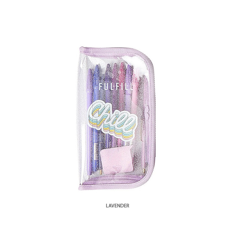 Lavender - able Talk Glitter Clear Zipper Pencil Case