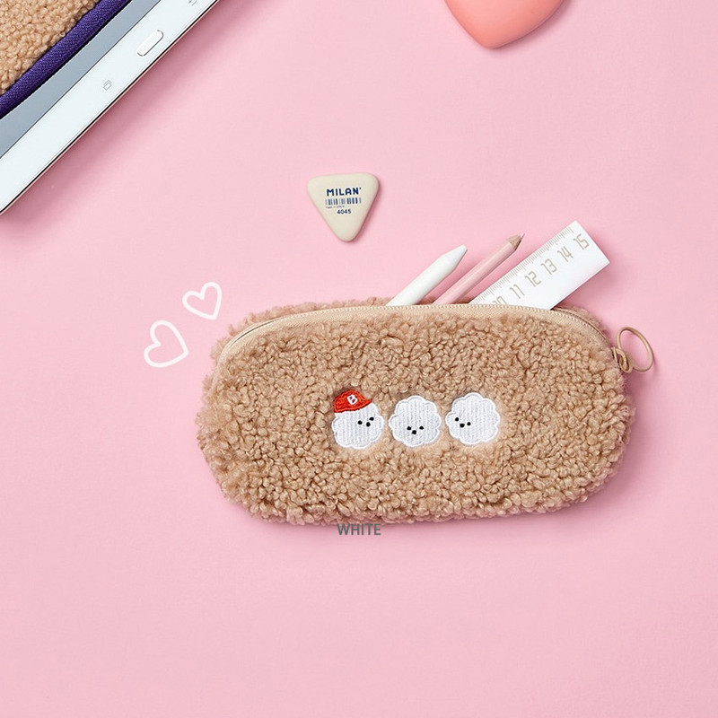 Brown - Pluffy Bichon Frise Pencil Case Pen Pouch Brown - Pluffy Bichon Frise Pencil Case Pen Pouch