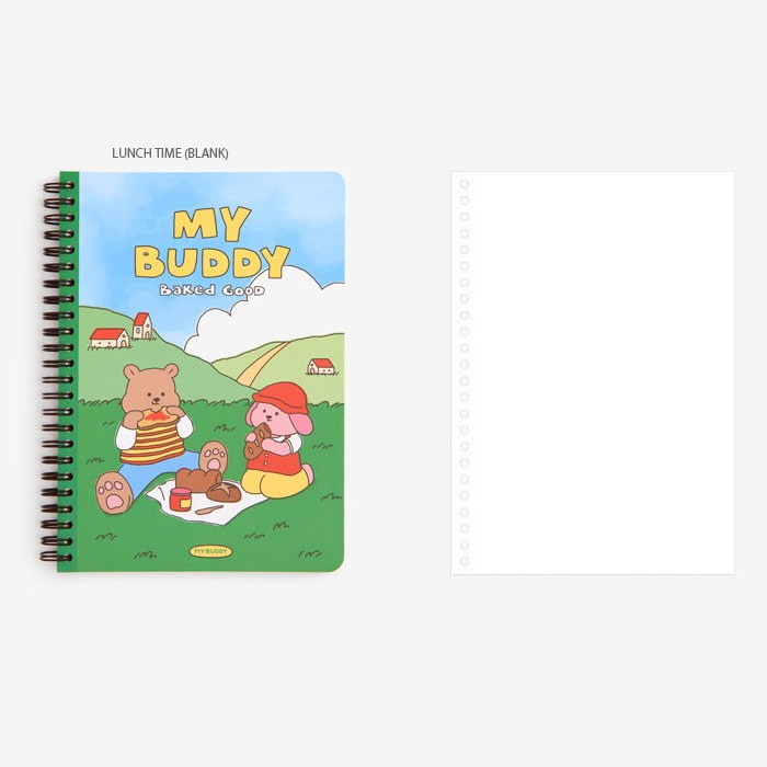 Lunch time (Blank ) - Dailylike My Buddy A5 Wirebound Notebook 03-04