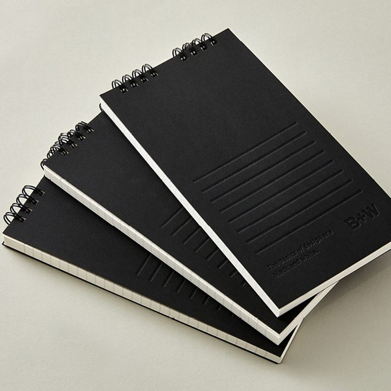 Black - Ardium B+W Wirebound Long Lined Notepad Black - Ardium B+W Wirebound Long Lined Notepad