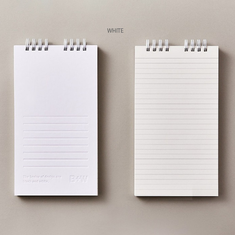 White - Ardium B+W Wirebound Long Lined Notepad White - Ardium B+W Wirebound Long Lined Notepad