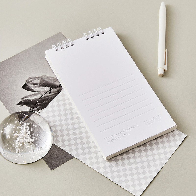 White - Ardium B+W Wirebound Long Lined Notepad White - Ardium B+W Wirebound Long Lined Notepad