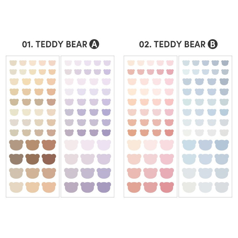 Teddy bear - Colorful Silhouette Paper Sticker Pack of 16 sheets