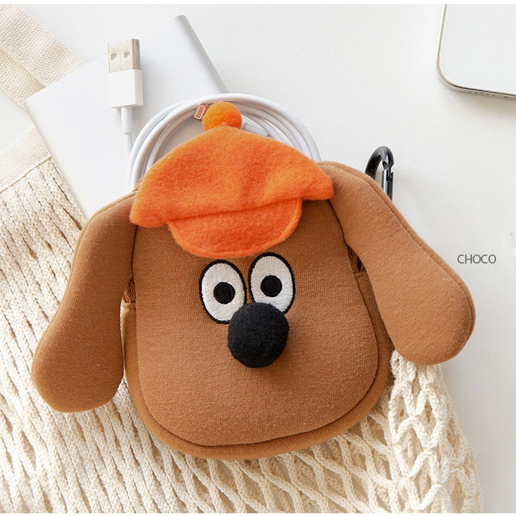 Choco - ROMANE MonagustA Charlie Cotton Zipper Case Pouch