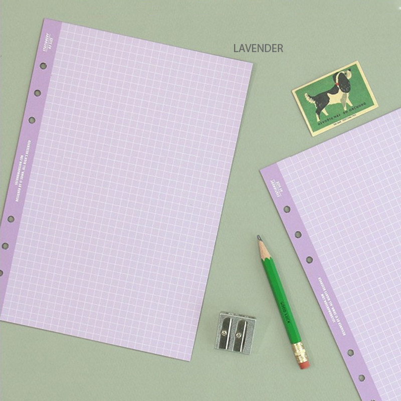 Lavender - Second Mansion Color Grid 6-ring A5 notebook Paper Refills Lavender - Second Mansion Color Grid 6-ring A5 notebook Paper Refills
