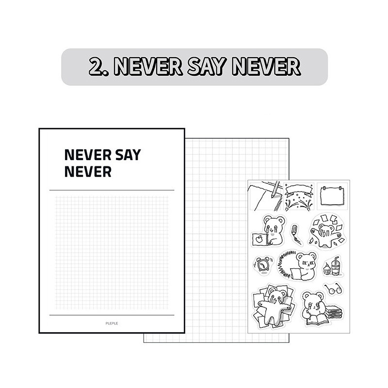 Never say never - PLEPLE Creative B6 Grid Blank Notebook with Sticker