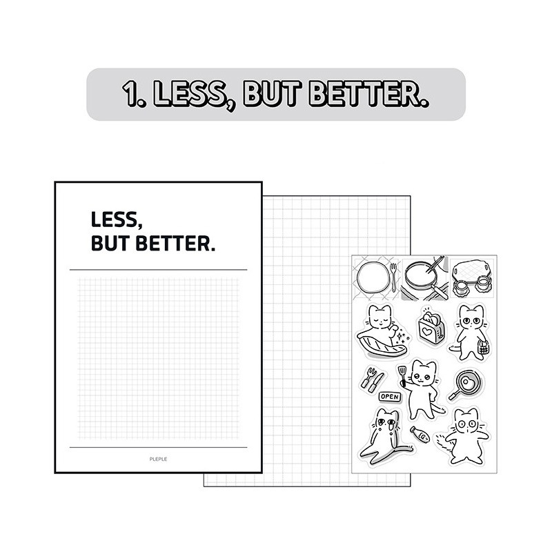 Less but better - PLEPLE Creative B6 Grid Blank Notebook with Sticker