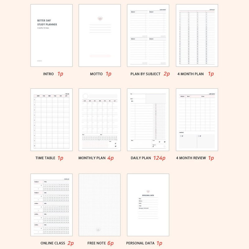 Contents - Better Day 4 Months Small Undated Study Planner