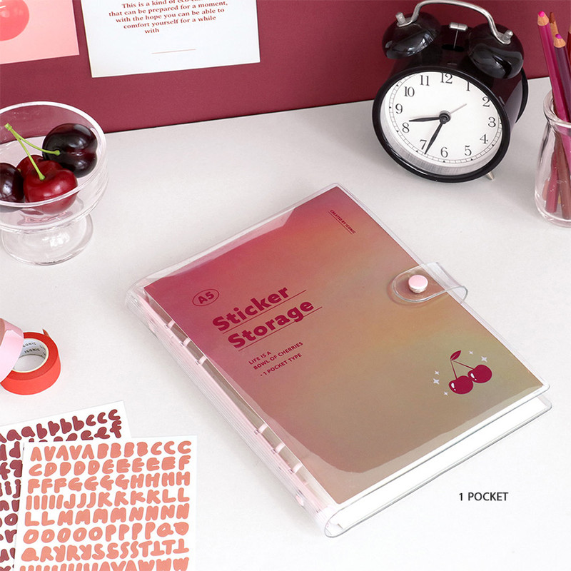 1 pocket - Holographic A5 Sticker Storage Binder with Pockets