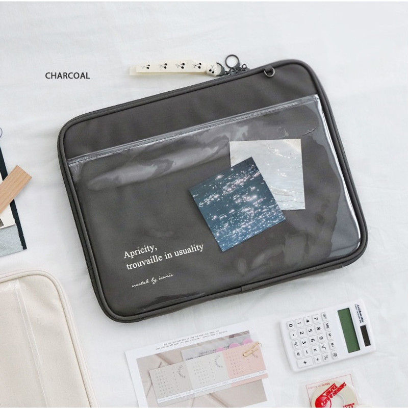 Charcoal - Apricity Clear Cover 13 inches Laptop Sleeve Case