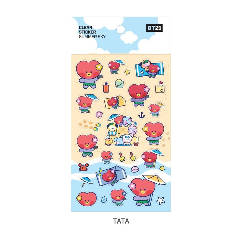 TATA - BT21 Summer Sky PVC Clear Sticker TATA - BT21 Summer Sky PVC Clear Sticker
