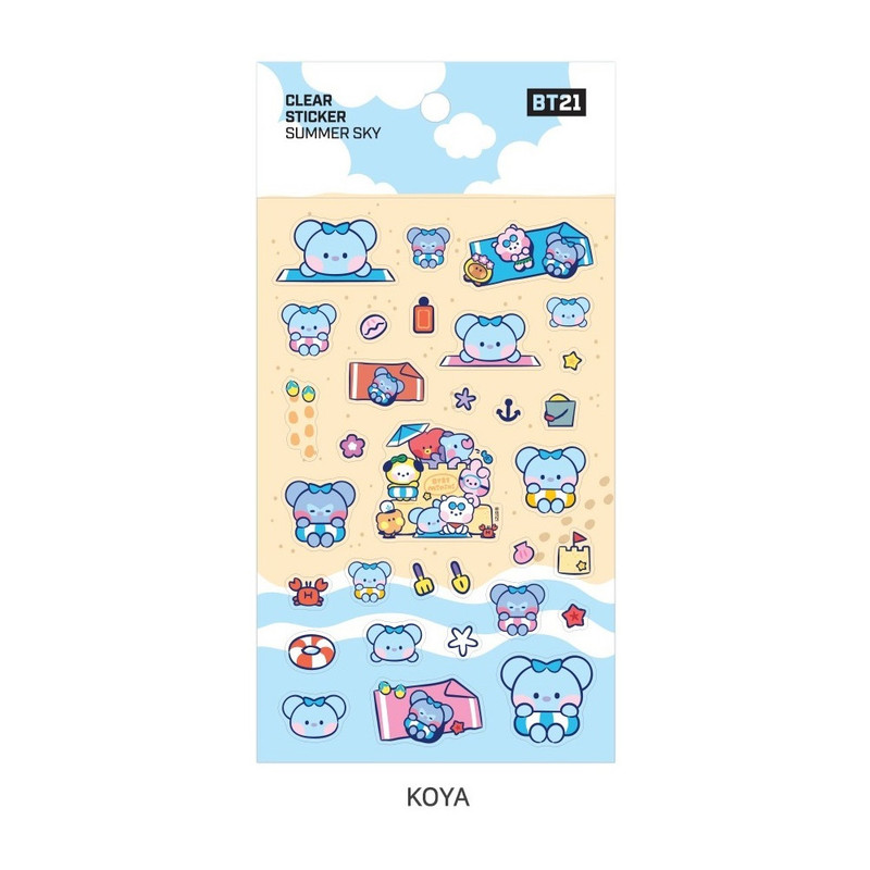 KOYA - BT21 Summer Sky PVC Clear Sticker KOYA - BT21 Summer Sky PVC Clear Sticker