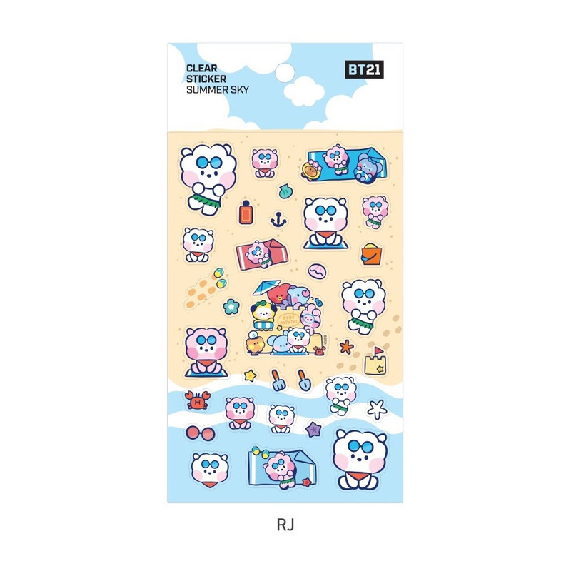 RJ - BT21 Summer Sky PVC Clear Sticker RJ - BT21 Summer Sky PVC Clear Sticker