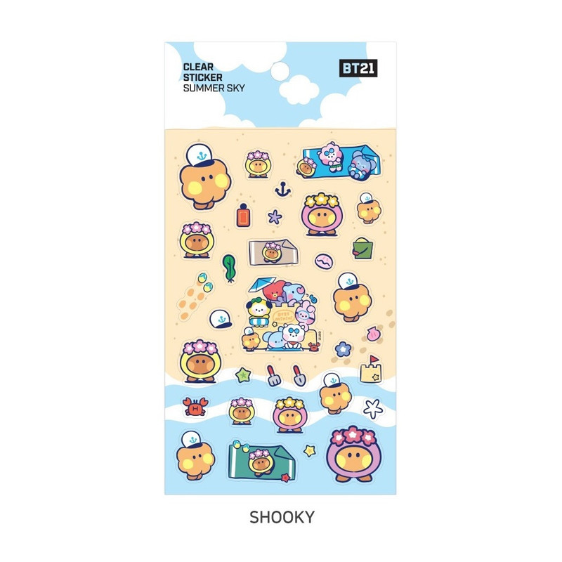 SHOOKY - BT21 Summer Sky PVC Clear Sticker SHOOKY - BT21 Summer Sky PVC Clear Sticker