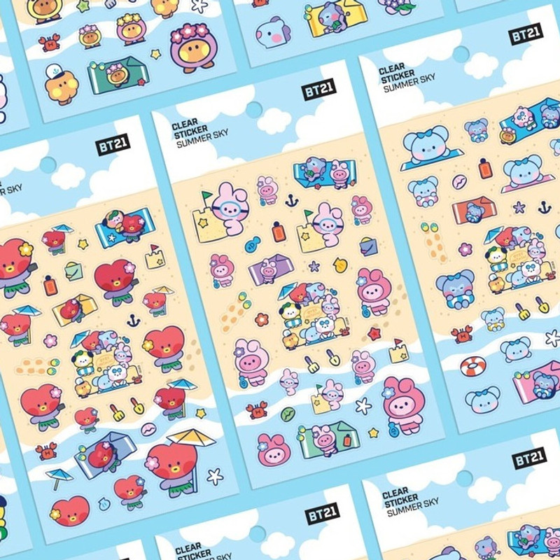 BT21 Summer Sky PVC Clear Sticker BT21 Summer Sky PVC Clear Sticker