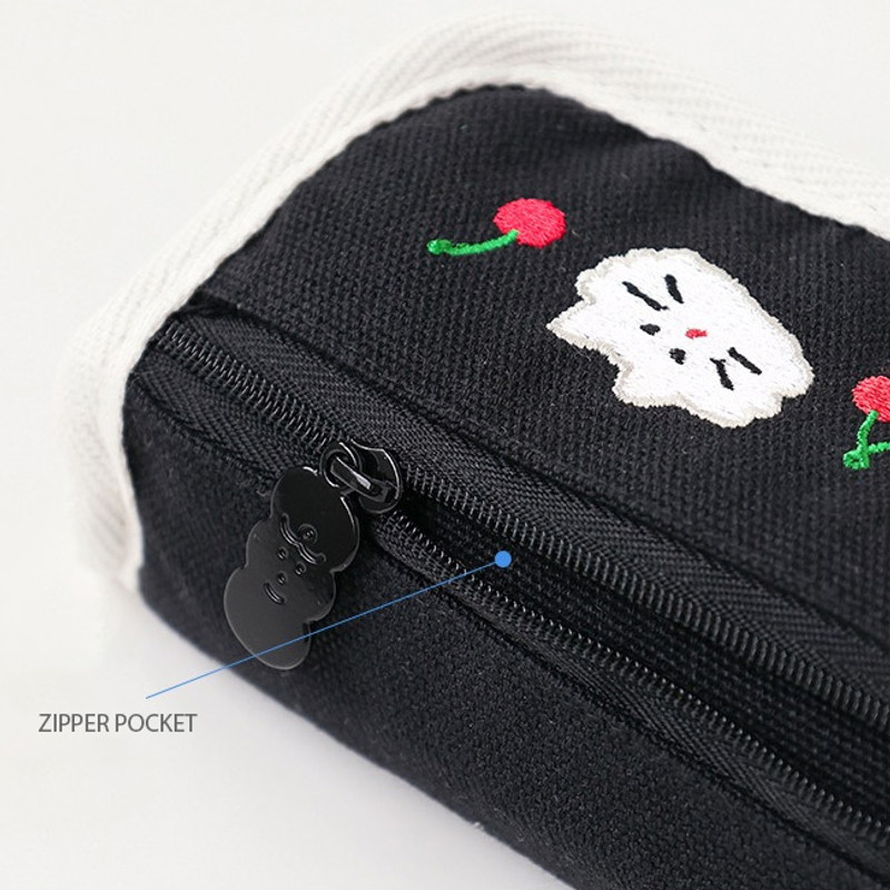 Front zip pocket - ROMANE Brunch Brother Cotton Zipper Pencil Case