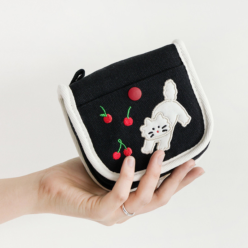 Small size - ROMANE Brunch Brother Cotton Zipper Case Pouch 