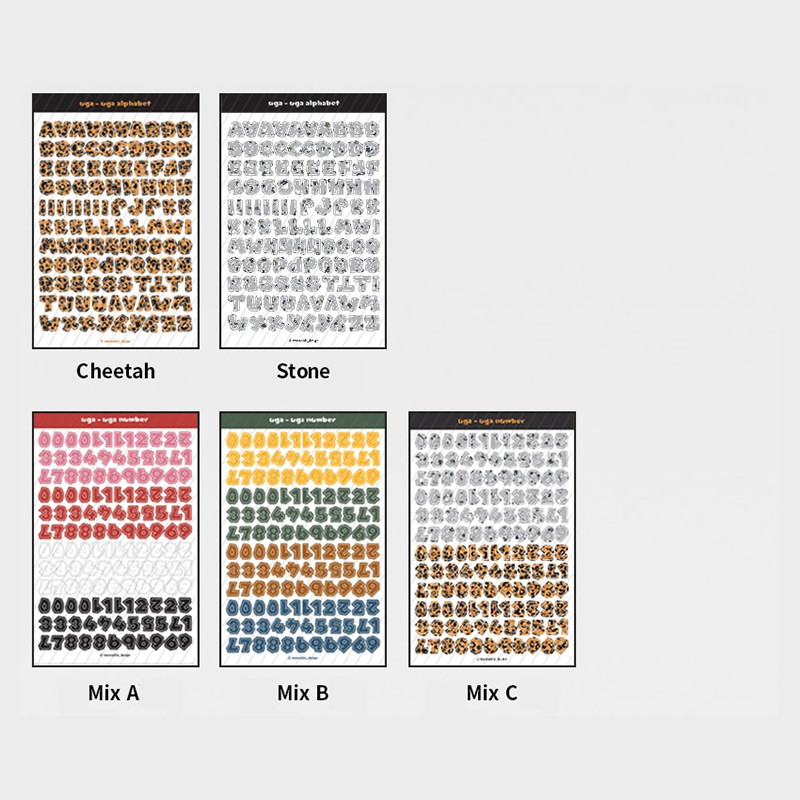 Lower case - Stone Age Alphabet Number Paper Sticker Pack Lower case - Stone Age Alphabet Number Paper Sticker Pack