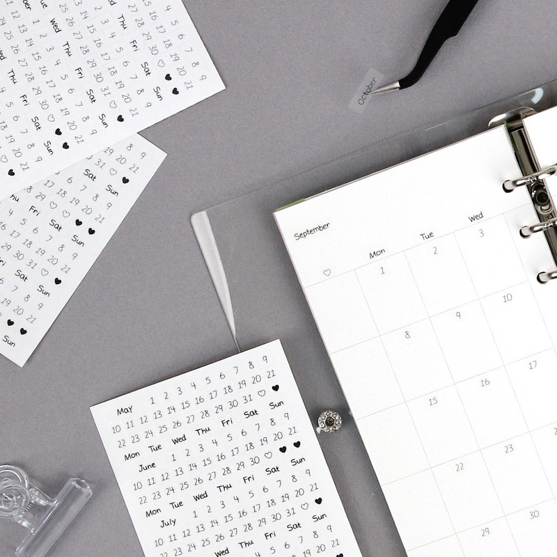 Usage example - Day of The Week Number Clear Stickers Usage example - Day of The Week Number Clear Stickers