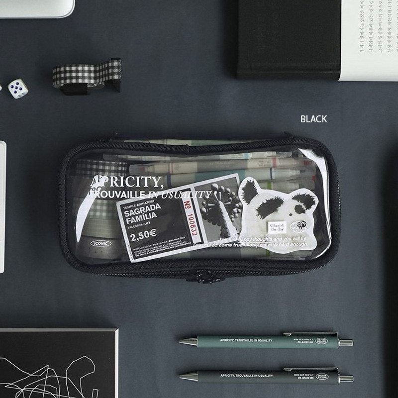 Black - Iconic Lucid Large Rectangular Zipper Pencil Case Black - Iconic Lucid Large Rectangular Zipper Pencil Case