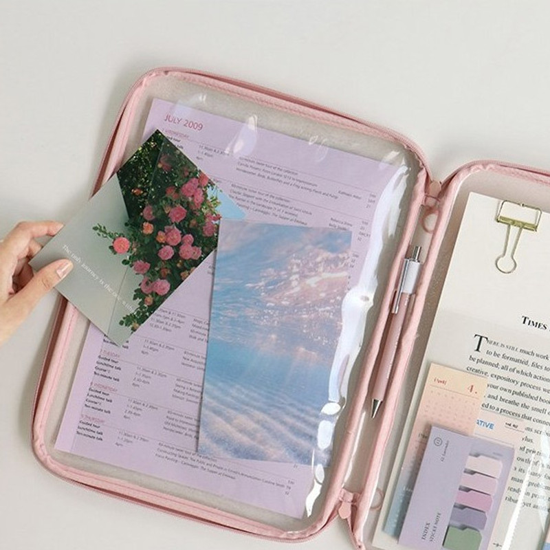 left pocket - Iconic Lucid Clear Zipper File Bag left pocket - Iconic Lucid Clear Zipper File Bag