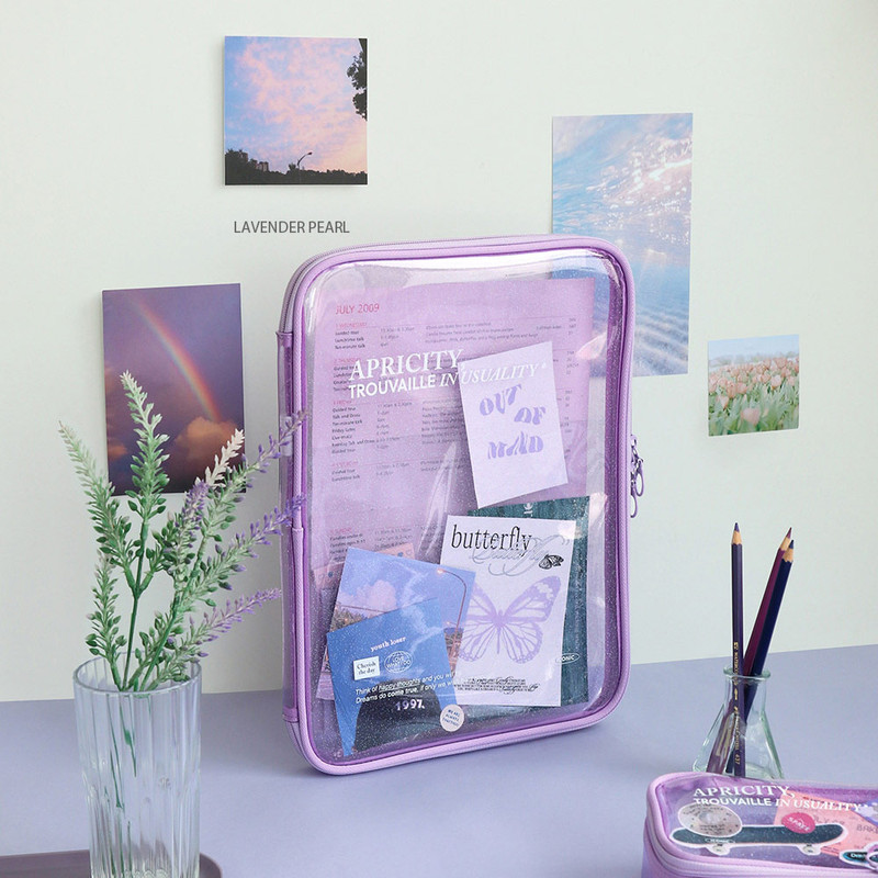 Lavender pearl - Iconic Lucid Clear Zipper File Bag Lavender pearl - Iconic Lucid Clear Zipper File Bag