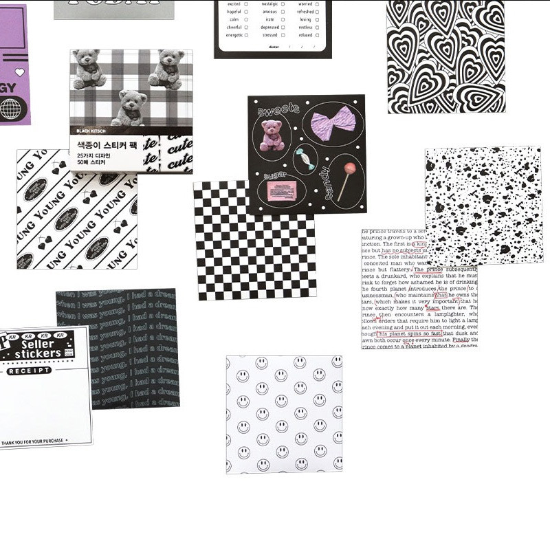 Black kitsch - Indigo Colored Decorative Paper Sticker Pack Ver2 Black kitsch - Indigo Colored Decorative Paper Sticker Pack Ver2