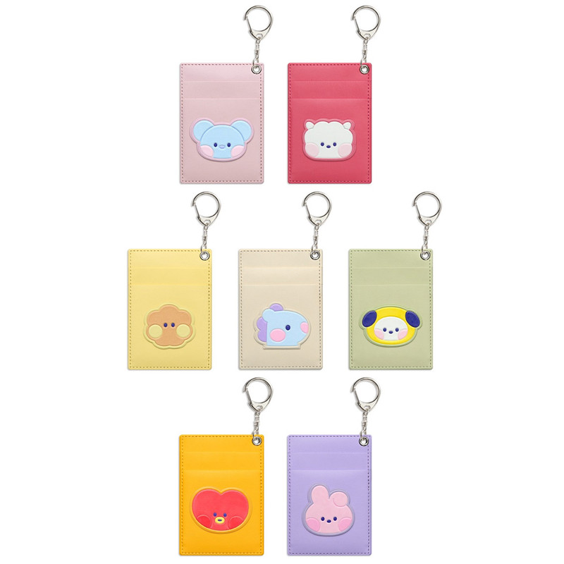 BT21 Minini Leather Patch Card Holder with Keyclip