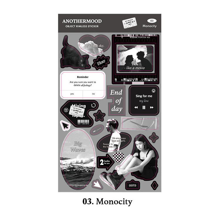 monocity - Dash And Dot Another Mood Rimless Removable Sticker 01-05