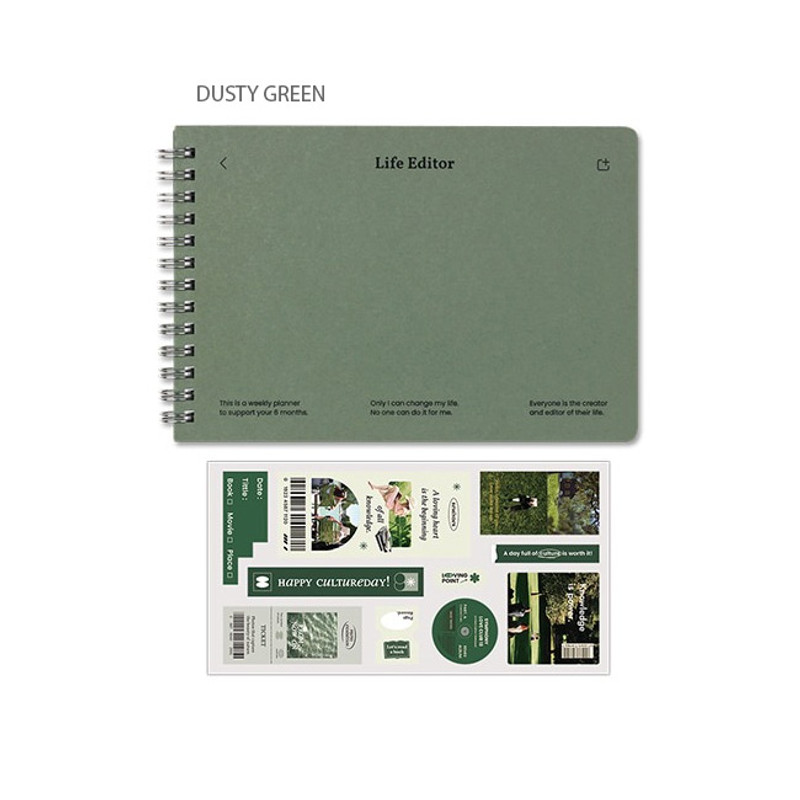Dusty Green - Dash And Dot Life Editor 6 Months Dateless Weekly Planner Dusty Green - Dash And Dot Life Editor 6 Months Dateless Weekly Planner