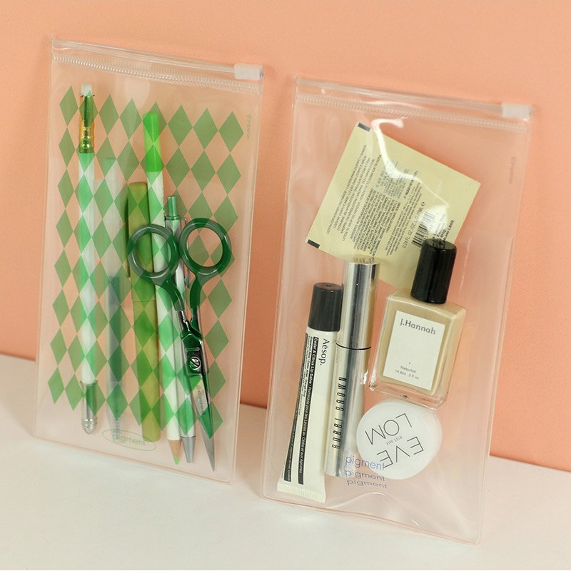 Clear PVC Material - PAPERIAN Pigment Clear Pocket Zip Lock Flat Pouch Case