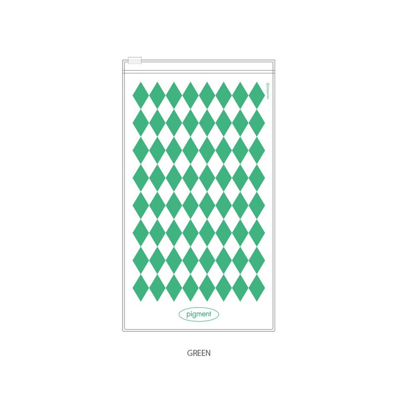 Green - PAPERIAN Pigment Clear Pocket Zip Lock Flat Pouch Case