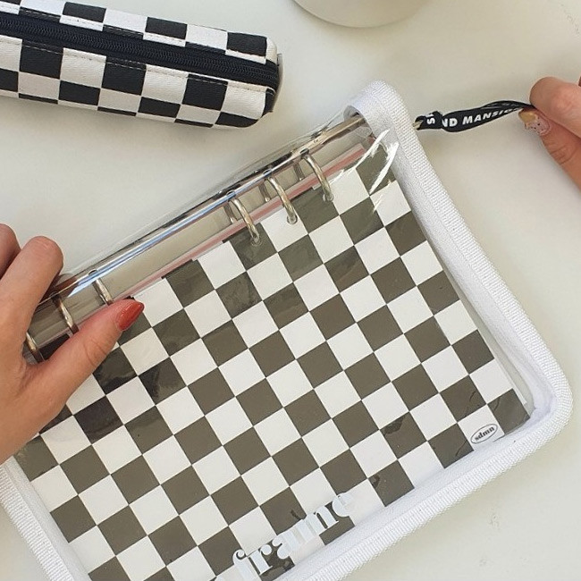 White - Second Mansion Checker Board 6-ring A5 Grid Notebook Set