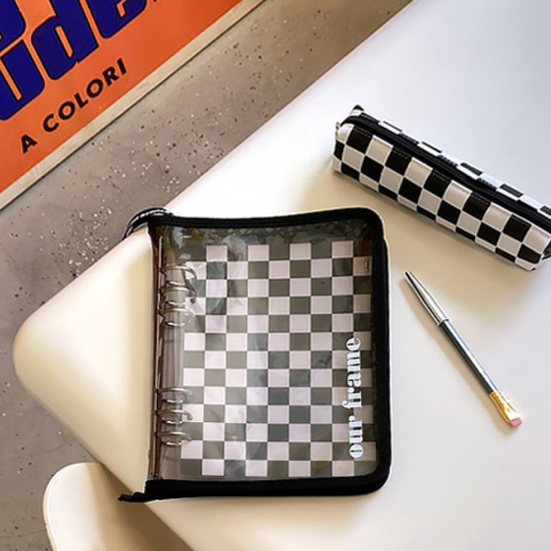 Black - Second Mansion Checker Board 6-ring A5 Grid Notebook Set