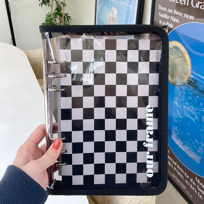 Black - Second Mansion Checker Board 6-ring A5 Grid Notebook Set